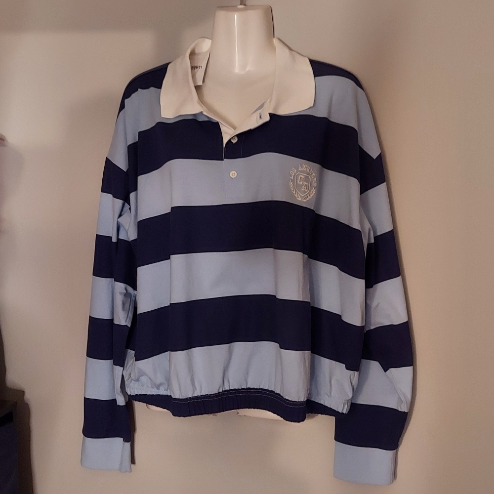 Forever 21 Stripe Women's Polo Shirt with Los Angeles CA Embroidery -NWT - Picture 6 of 7